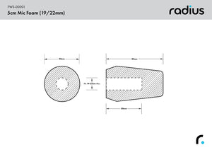 Radius Windshields - Shotgun Mic Foam Windscreen, 5cm STD Hole (FWS-00001)