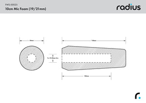Radius Windshields - Shotgun Mic Foam Windscreen, 10cm STD Hole (FWS-00025)