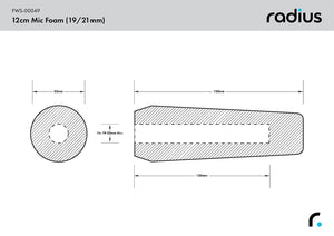 Radius Windshields - Shotgun Mic Foam Windscreen, 12cm STD Hole (FWS-00049)