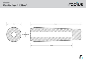 Radius Windshields - Shotgun Mic Foam Windscreen, 15cm STD Hole (FWS-00056)