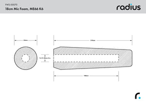 Radius Windshields - Shotgun Mic Foam Windscreen, ME66 K6 (FWS-00070)