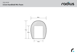 Radius Windshields - Handheld Mic Foam Windscreen, 3.5cm x 50mm Hole (FWS-00100)