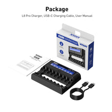 Load image into Gallery viewer, XTAR L8 Pro - 8-Slot Smart Battery Charger - AA/AAA NiMH/Li-ion, LCD Display, USB-C
