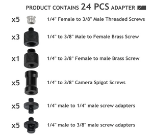 24PC Camera Screw Adapter Set