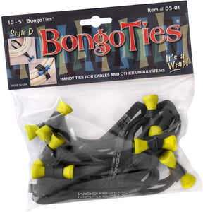 Bongo Ties 5" Elastic cable ties. 10-Pack (Colored Pin)