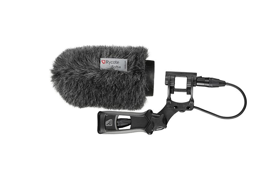 Rycote 12cm Standard Hole Classic-Softie Kit (19/22) with Duo-Lyre Mount & Pistol Grip Handle with 40cm XLR-3 Mic Tail Cable