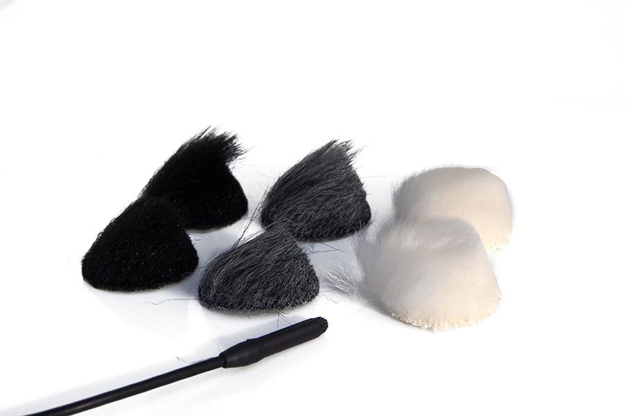 Rycote Overcovers, 6 reusable fur covers with Stickies, Two of each - Black, Grey & White