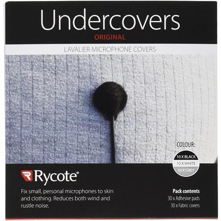 Rycote Undercovers, 30 fabric covers with Stickies, Ten of each Black, Grey & White