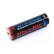 Load image into Gallery viewer, iPower Max AA 1.5V 3610mWh rechargeable Li-Polymer Battery (4 Pack with Case)

