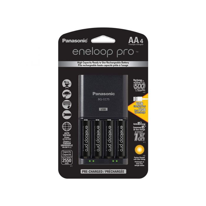 Eneloop Pro Advanced Charger with 4 x 2550mAh NiMH AA Batteries